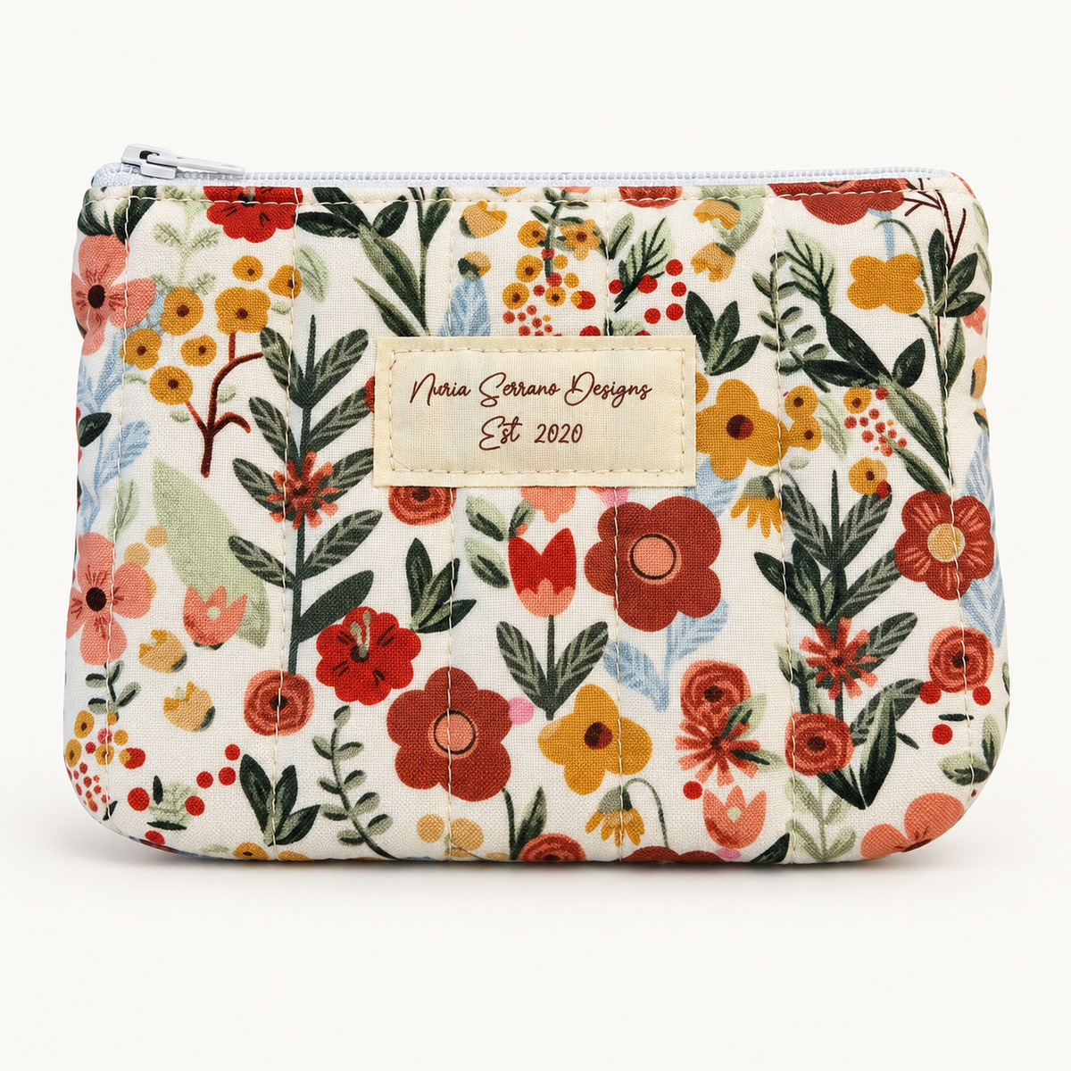 Autumn Petals - Quilted Zipper Pouch small