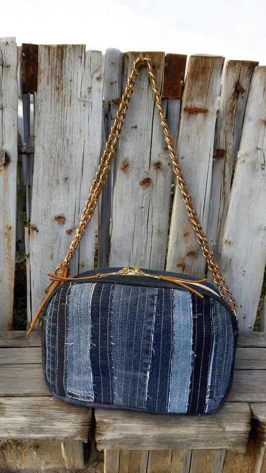 Patchwork chain crossbody