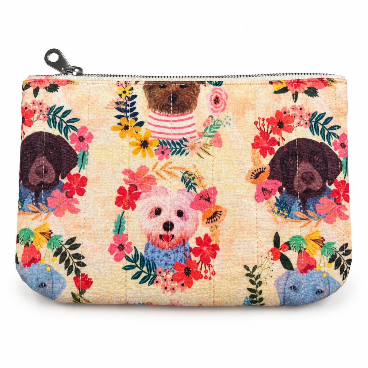 Paws & Petals - Quilted Zipper Pouch medium