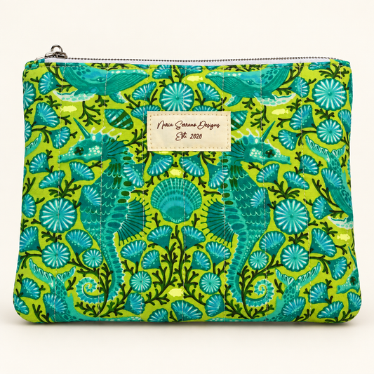 Seaside Whimsy - Quilted Zipper Pouch medium