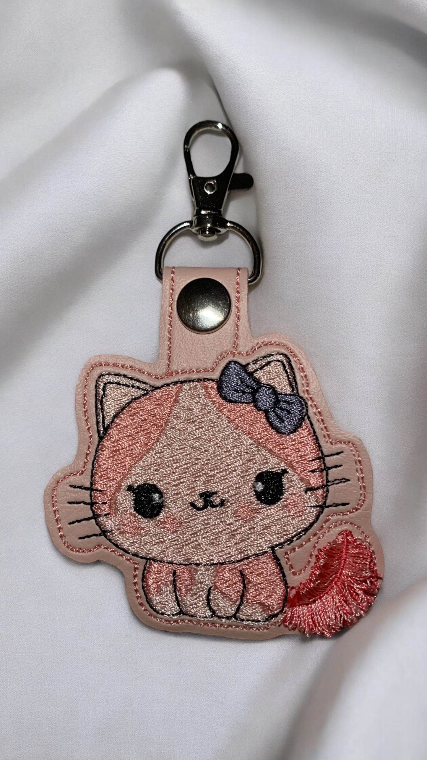 Pink Cat Snap Tab Bag Charm