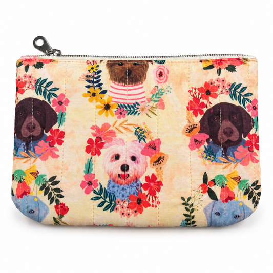 Paws & Petals - Quilted Zipper Pouch medium