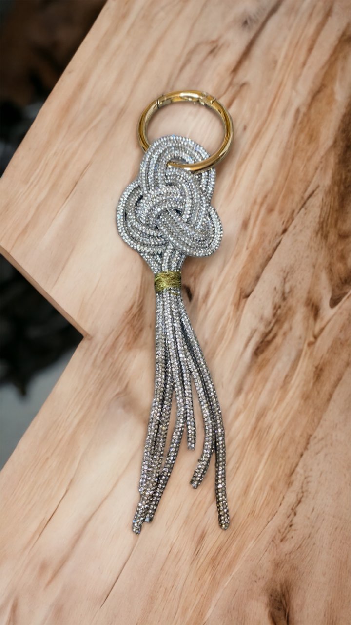 Crystal knot bag charm